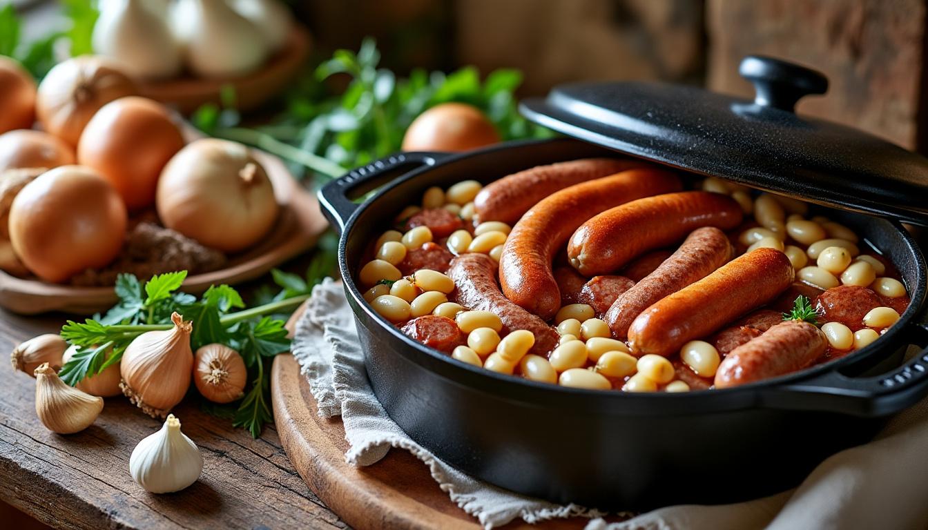 découvrez la recette traditionnelle du cassoulet sur marmiton, un plat réconfortant par excellence. suivez nos étapes simples pour préparer ce délice savoureux qui ravira vos proches lors des repas en famille ou entre amis. maîtrisez les secrets du cassoulet et régalez-vous avec ses riches saveurs!