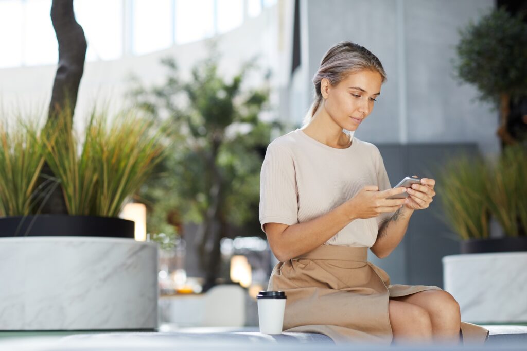Checking messenger on phone