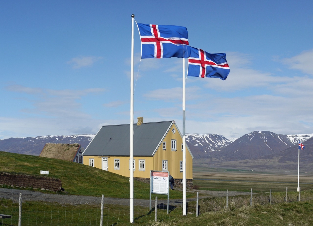 Lot De 2 Autocollants Vinyle Islande - Drapeau Islandais 75 Mm - Brillant